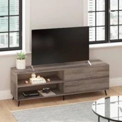 65" June Mid-Century Modern TV Stand For TVs Up To 65" With Adjustable Shelf Walnut - Taylor & Logan