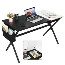 Costway Computer Desk Writing Study Laptop Table W/ Drawer & Storage Bag WalnutBlack -Homcom Furniture Shop GUEST 00fd954e f10a 4a51 a529 c1617020f018