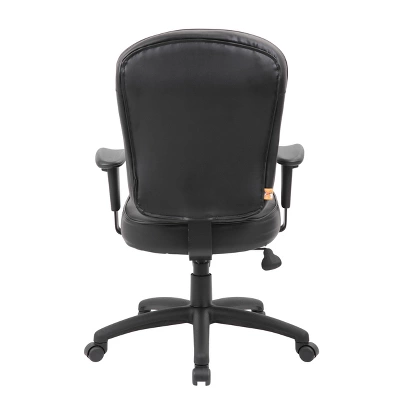 Leather Task Chair With Adjustable Arms Black - Boss Office Products 6 Leather Task Chair With Adjustable Arms Black - Boss Office Products - Image 4
