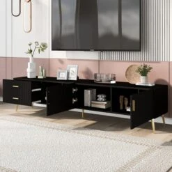 Modern TV Stand For TVs Up To 77'' With 5 Champagne Legs-ModernLuxe