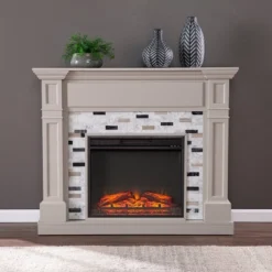 Talsham Base Electric Fireplace With Marble Surround Gray - Aiden Lane -Homcom Furniture Shop GUEST 02788c6a f57d 4510 aa4f ce08a05b00b3