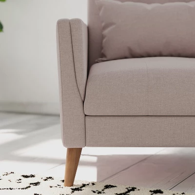 Emma And Oliver Upholstered Mid-Century Modern Arm Chair With Tufted Seat And Back, Pocket Spring Support And Wooden Legs 4 Emma And Oliver Upholstered Mid-Century Modern Arm Chair With Tufted Seat And Back, Pocket Spring Support And Wooden Legs - Image 2