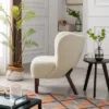 Modern Accent Chair Lambskin Wingback Tufted Side Chair With Solid Wood Legs-ModernLuxe -Homcom Furniture Shop GUEST 05624362 7684 48f3 b588 a925cf3ce472