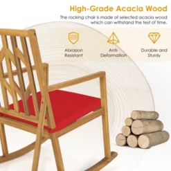 Tangkula Outdoor Rocking Chair Acacia Wood Armrest Cushioned Sofa W/Removable High-Density Cushion For Garden -Homcom Furniture Shop GUEST 0632b651 974f 4a15 bea3 cc4a0e7d8d51