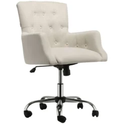 HOMCOM Mid Back Modern Home Office Chair With Tufted Button Design And Padded Armrests, Swivel Computer Desk Chair For Study Living Room Bedroom -Homcom Furniture Shop GUEST 0671f9a4 cf7d 443e be00 719bab42f1d3