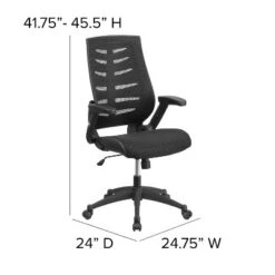 Emma And Oliver High Back Black Mesh Swivel Ergonomic Office Chair With Adjustable Flip-Up Arms -Homcom Furniture Shop GUEST 07369e61 888c 41bb 916d 9d31352f5243