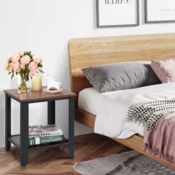 Costway 2 PCS Industrial End Table 2Tier Side Table W/Storage Shelf Sofa Black -Homcom Furniture Shop GUEST 07b880c6 5af0 47bf b72c 873d25356a6b