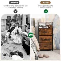 Costway 3 Drawer Dresser W/ Wood Top Sturdy Steel Frame Storage Organizer Dresser -Homcom Furniture Shop GUEST 08f04ff9 ab82 4903 9787 7a1f3550584c