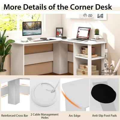 Costway L-shaped Corner Computer Desk Home Office Writing Workstation With Storage Shelves 7 Costway L-shaped Corner Computer Desk Home Office Writing Workstation With Storage Shelves - Image 5
