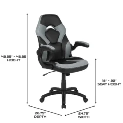 BlackArc High Back Gaming Chair With Gray And Black Faux Leather Upholstery, Height Adjustable Swivel Seat & Padded Flip-Up Arms -Homcom Furniture Shop GUEST 0a100cab da0a 49f1 a28f 1a625071798e