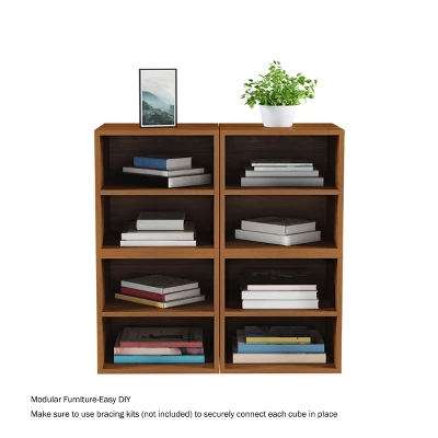 Hastings Home 2-Shelf Cube End Table, Brown 3 Hastings Home 2-Shelf Cube End Table, Brown - Image 2