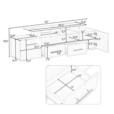 ModernLuxe Modern Stylish Functional TV Stand With Color Changing LED Lights High Gloss TV Cabinet 11 ModernLuxe Modern Stylish Functional TV Stand With Color Changing LED Lights High Gloss TV Cabinet - Image 9