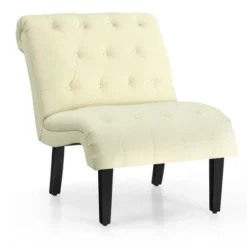 Costway Armless Accent Chair Upholstered Tufted Lounge Chair Wood Leg -Homcom Furniture Shop GUEST 0e32c5e6 e3d5 4f58 875d cc3d3a0982fe