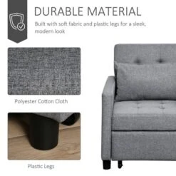 HOMCOM Convertible Sofa Lounger Chair Bed Multi-Functional Sleeper Recliner With Tufted Upholstered Fabric, Adjustable Angle Backrest, Pillow, Gray 9 HOMCOM Convertible Sofa Lounger Chair Bed Multi-Functional Sleeper Recliner With Tufted Upholstered Fabric, Adjustable Angle Backrest, Pillow, Gray -Homcom Furniture Shop GUEST 10e87986 b3f1 48a5 a492 ae03dec4c393