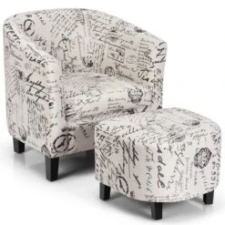 Costway Barrel Modern Accent Tub Upholstered Chair French Print W/ Ottoman 13 Costway Barrel Modern Accent Tub Upholstered Chair French Print W/ Ottoman -Homcom Furniture Shop GUEST 1244be67 ea05 4b7b 8f2c 6800ecd1e03e