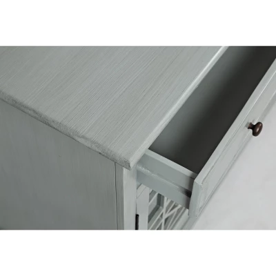 Acacia Wood TV Stand For TVs Up To 70" Wood/Gray - Benzara 6 Acacia Wood TV Stand For TVs Up To 70" Wood/Gray - Benzara - Image 4