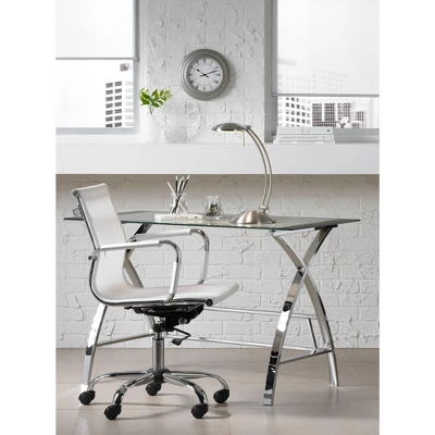 Studio 55D Lealand White And Chrome Low Back Desk Chair 9 Studio 55D Lealand White And Chrome Low Back Desk Chair - Image 7