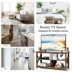 Costway Modern Farmhouse TV Stand Entertainment Center For TV's Up To 55'' W/Open Shelves -Homcom Furniture Shop GUEST 16d223a3 0e2b 4420 9a02 745081432546