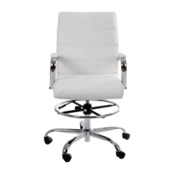 Merrick Lane Mid-Back Drafting Chair With Adjustable Foot Ring Faux Leather Upholstered Swivel Chair With Chrome Base -Homcom Furniture Shop GUEST 172f0cf7 3e5b 44f6 b476 468850d355a6