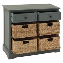 Wood Console 4 Wicker Baskets 2 Drawers Blue - Olivia & May -Homcom Furniture Shop GUEST 185ef0f8 65fe 43c0 b700 887e870fe46b