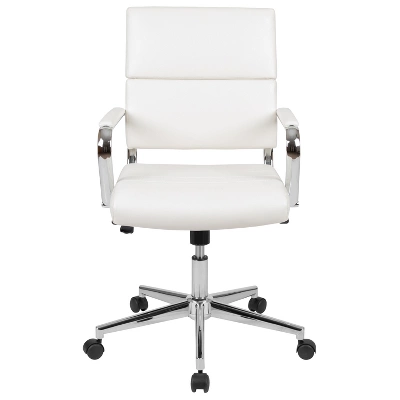 Merrick Lane Ergonomic Swivel Office Chair Panel Style Mid-Back Computer Desk Chair With Padded Metal Arms & Base 7 Merrick Lane Ergonomic Swivel Office Chair Panel Style Mid-Back Computer Desk Chair With Padded Metal Arms & Base - Image 5