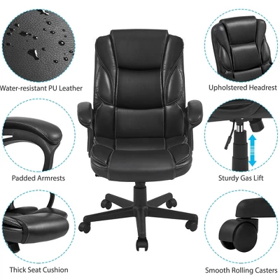 Yaheetech PU Leather Height Adjustable Office Chair With High Back,Black 5 Yaheetech PU Leather Height Adjustable Office Chair With High Back,Black - Image 3