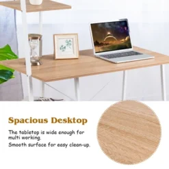 Costway Computer Desk With Shelves Workstation With Bookshelf Natural -Homcom Furniture Shop GUEST 1c942466 c7cf 4eff 9602 a8dbc6e566ee