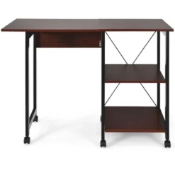 Costway Rolling Computer Desk Folding Writing Office Desk W/ Storage Shelves -Homcom Furniture Shop GUEST 1cfa8ee0 07ec 407f 8647 a300b70de017