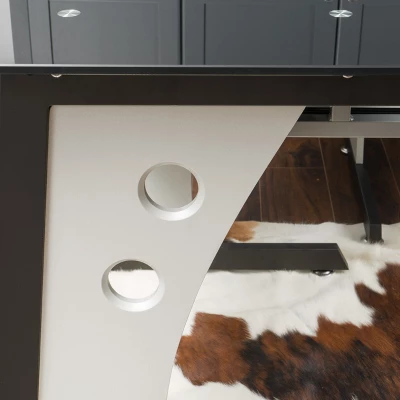 Oria L-Shaped Desk With Tempered Glass - Black/Gray - Christopher Knight Home 5 Oria L-Shaped Desk With Tempered Glass - Black/Gray - Christopher Knight Home - Image 3