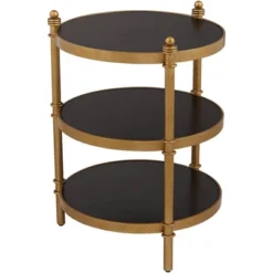 55 Downing Street Modern Luxe Wood Round Accent Side End Table 18 3/4" Wide Black Gold 3-Tier For Spaces Living Room Home House -Homcom Furniture Shop GUEST 1e3b1dda 2da9 4262 95c9 5c7177a77906