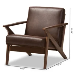 Bianca Mid Century Modern Walnut Wood Distressed Faux Leather Lounge Chair Dark Brown - Baxton Studio -Homcom Furniture Shop GUEST 1e41b913 7a1d 46b2 9172 8a8b7cd36fa7
