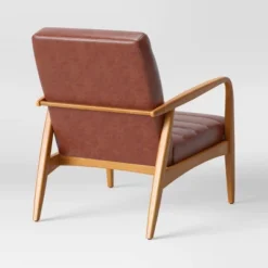 Northway Channel Tufted Wood Armchair Brown Faux Leather - Project 62™ -Homcom Furniture Shop GUEST 20d09d47 9eaf 4d7d ac87 605b97dbae27