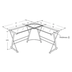 L Shaped Portland Glass Computer Desk - Room & Joy -Homcom Furniture Shop GUEST 211f6b04 5b01 4f63 a912 57561b976e12