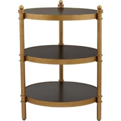 55 Downing Street Modern Luxe Wood Round Accent Side End Table 18 3/4" Wide Black Gold 3-Tier For Spaces Living Room Home House -Homcom Furniture Shop GUEST 21b29505 2f8a 447c 9b48 25d94530b946