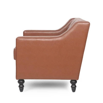 Furman Contemporary Tufted Club Chair Cognac - Christopher Knight Home 5 Furman Contemporary Tufted Club Chair Cognac - Christopher Knight Home - Image 3