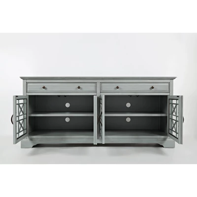 Acacia Wood TV Stand For TVs Up To 70" Wood/Gray - Benzara 4 Acacia Wood TV Stand For TVs Up To 70" Wood/Gray - Benzara - Image 2