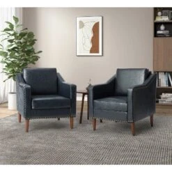 Set Of 2 Bonita Transitional Vegan Leather Armchair With Removable Seat Cushion And Nailhead Trims | ARTFUL LIVING DESIGN -Homcom Furniture Shop GUEST 257889db d566 4e65 a565 4435496fb0f8