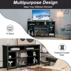 Tangkula 58" TV Stand Entertainment Console Center W/ Adjustable Open Shelves Up To 65" -Homcom Furniture Shop GUEST 299598bd 8e4f 4e0d 96a3 d59166700364