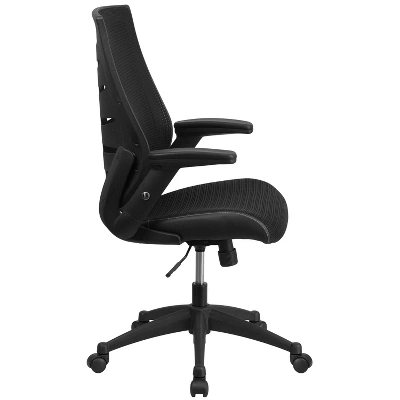 Designer Mesh High Back Executive Swivel Ergonomic Office Chair With Flip Up Arms Black - Flash Furniture 3 Designer Mesh High Back Executive Swivel Ergonomic Office Chair With Flip Up Arms Black - Flash Furniture