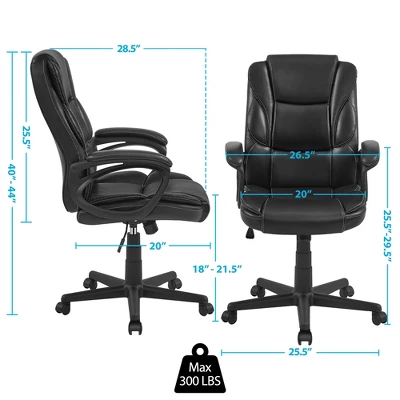 Yaheetech PU Leather Height Adjustable Office Chair With High Back,Black 4 Yaheetech PU Leather Height Adjustable Office Chair With High Back,Black - Image 2