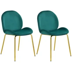 Costway Set Of 2 Velvet Accent Chairs Dining Side Chairs W/Gold Metal Legs Pink/Beige/Green/Grey -Homcom Furniture Shop GUEST 2d21823b a957 47c2 b301 883ccf25c011