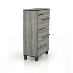 Mericalo 5 Drawer Staggered Chest Vintage Gray Oak - MiBasics -Homcom Furniture Shop GUEST 2da5046b 2377 40af b310 8072588feb55