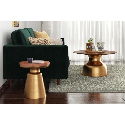 Inmod Willa Wood Side Table Gold/Walnut 3 Inmod Willa Wood Side Table Gold/Walnut