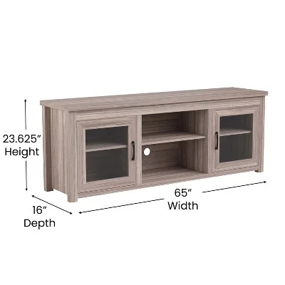 Emma And Oliver TV Stand For Up To 80" TV's - 65" Media Console With Classic Full Glass Doors & 3 Adjustable Shelves 5 Emma And Oliver TV Stand For Up To 80" TV's - 65" Media Console With Classic Full Glass Doors & 3 Adjustable Shelves - Image 3