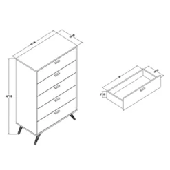 Kelson Wood 5 Drawer Chest Dark Gray/Gold - Baxton Studio -Homcom Furniture Shop GUEST 2f1a5c86 1cb4 4d0f bf06 cf07e173a593