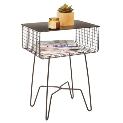 MDesign Modern Farmhouse Home Decor End Table, Metal Wire Storage Shelf 8 MDesign Modern Farmhouse Home Decor End Table, Metal Wire Storage Shelf - Image 6