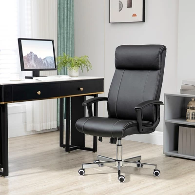 Vinsetto Home Office Chair, PU Leather Computer Chair With 360 Degree Swivel Wheels, Adjustable Height, Tilt Function, Executive Office Chair, Black 3 Vinsetto Home Office Chair, PU Leather Computer Chair With 360 Degree Swivel Wheels, Adjustable Height, Tilt Function, Executive Office Chair, Black