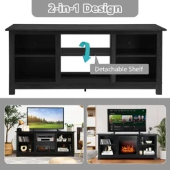 Costway 58'' 2-Tier Fireplace TV Stand W/18'' 1400W Electric Fireplace 65'' -Homcom Furniture Shop GUEST 3074a49a 43b3 4ace 86ea a92f6e858ae1