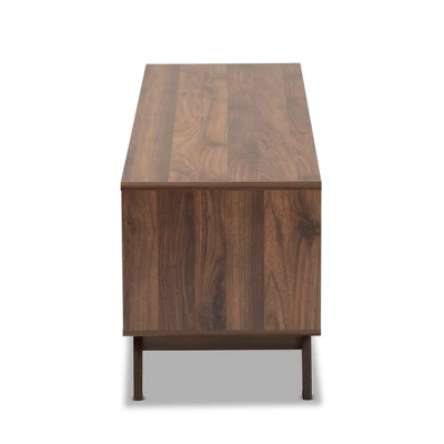 2 Drawer Koji Two-Toned Wood TV Stand For TVs Up To 65" Gray/Walnut - Baxton Studio 5 2 Drawer Koji Two-Toned Wood TV Stand For TVs Up To 65" Gray/Walnut - Baxton Studio - Image 3