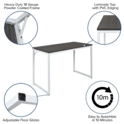 Emma And Oliver Industrial Modern Desk-47"L Commercial Grade Home Office Desk -Homcom Furniture Shop GUEST 31527502 0108 4db3 95be 8df1cdaa24c9